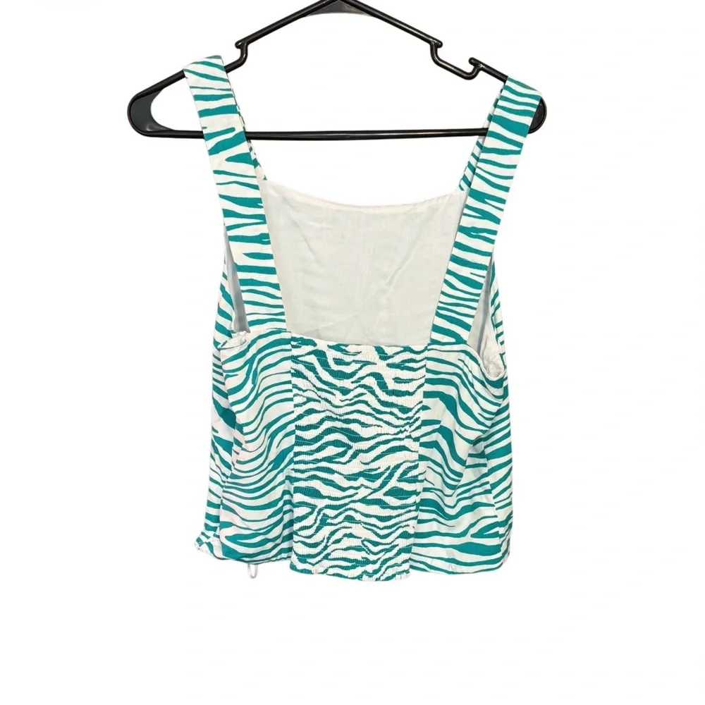 Bar III Green Zebra Print Corset Crop Top Smocked Back Tank 1X - Picture 3 of 3